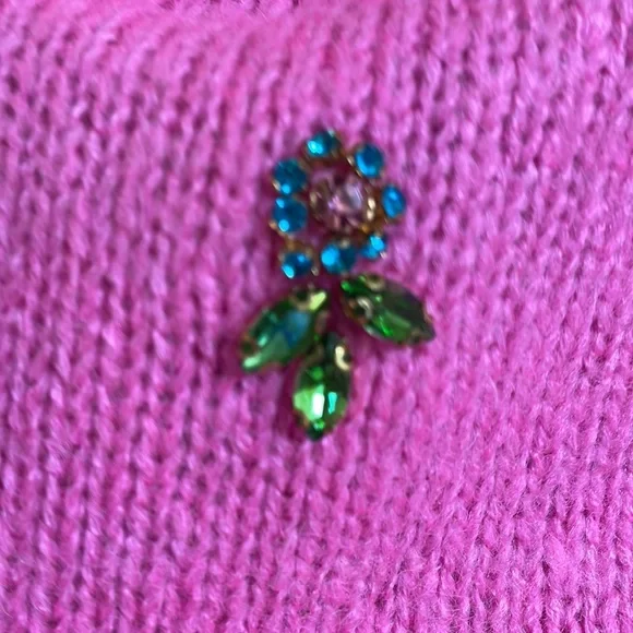 Stilla Sweater - Bright Lilac Rose Tossed Floral Rhinestones